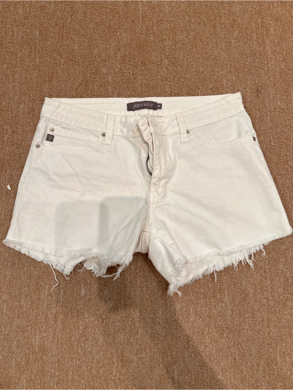 Just USA White Distressed Frayed Hem Denim Shorts